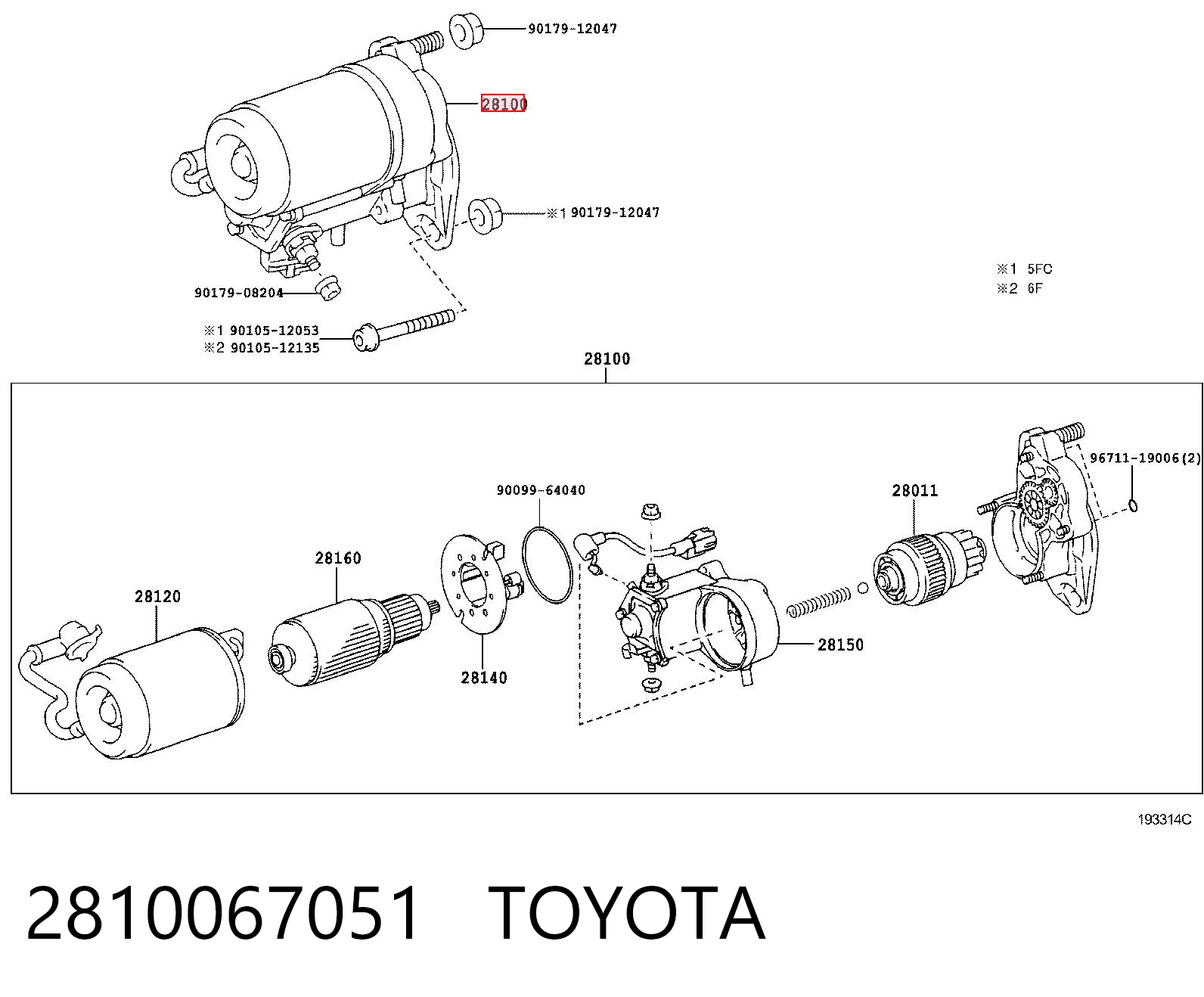 2810067051 Toyota Arranque motores