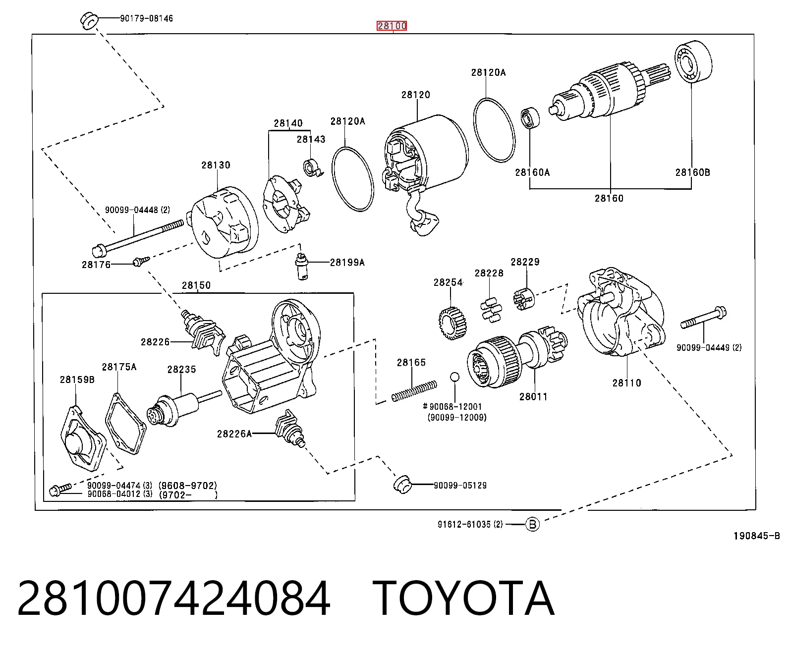 Burro de arranque  Toyota Rav4 SUV (SXA1) (1995 - 2000) precio, desde 159,99 EUR