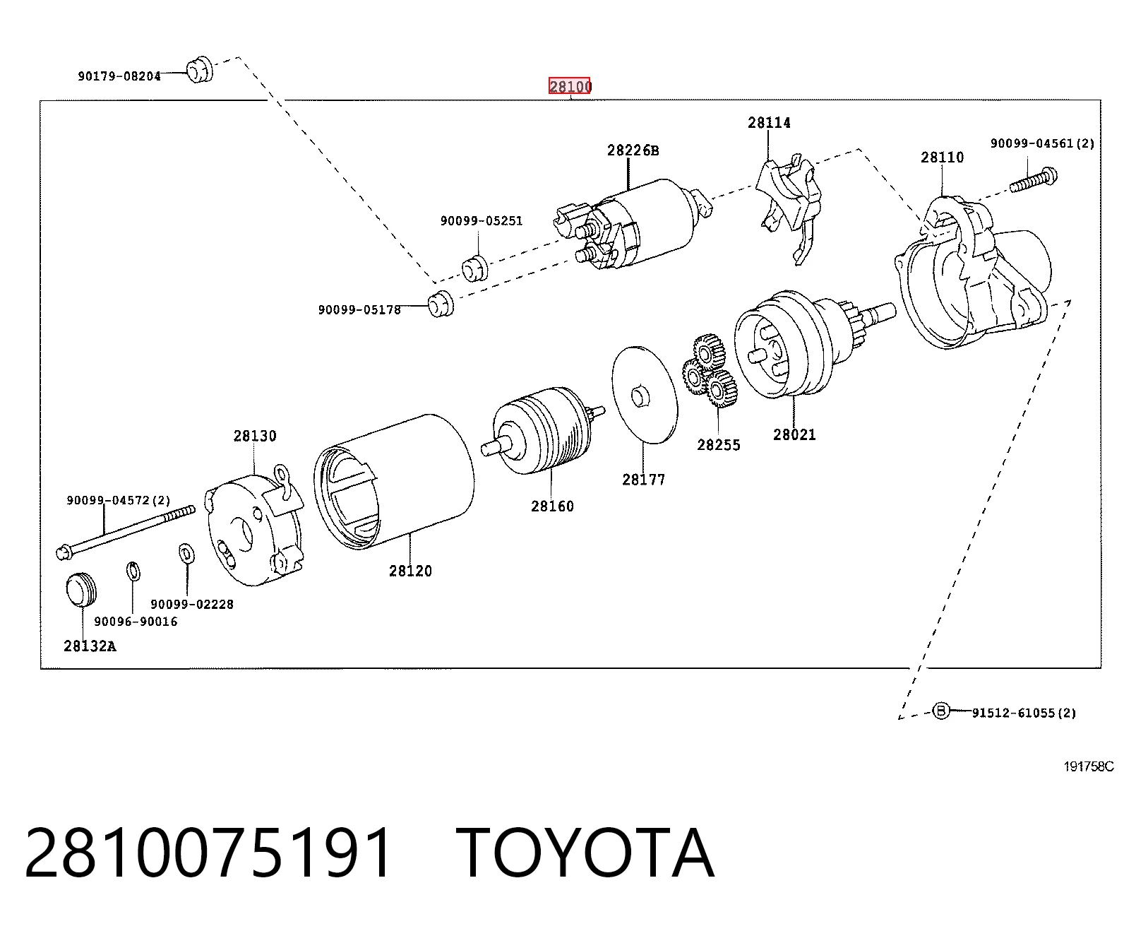 2810075191 Toyota Arranque motores