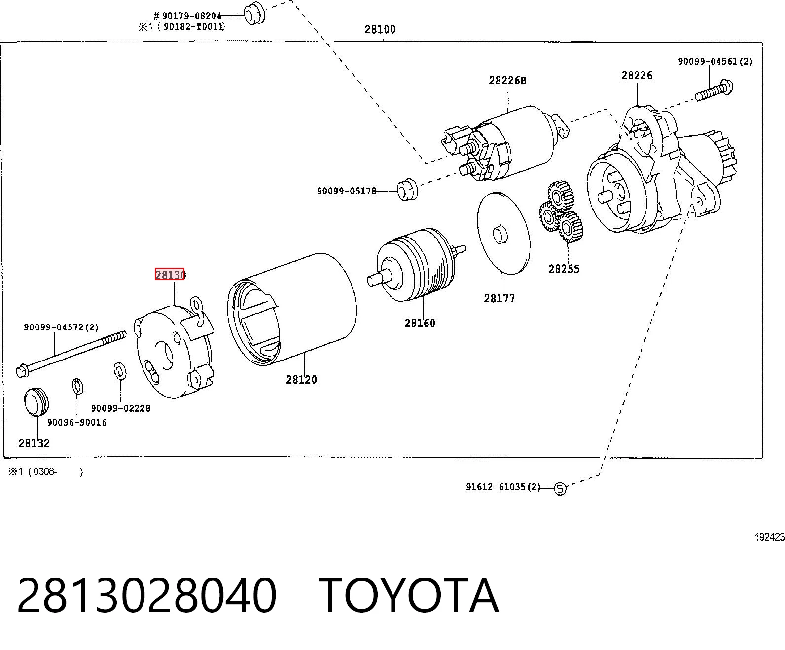 2813028040 Toyota Soporte de cepillo de motor de arranque 