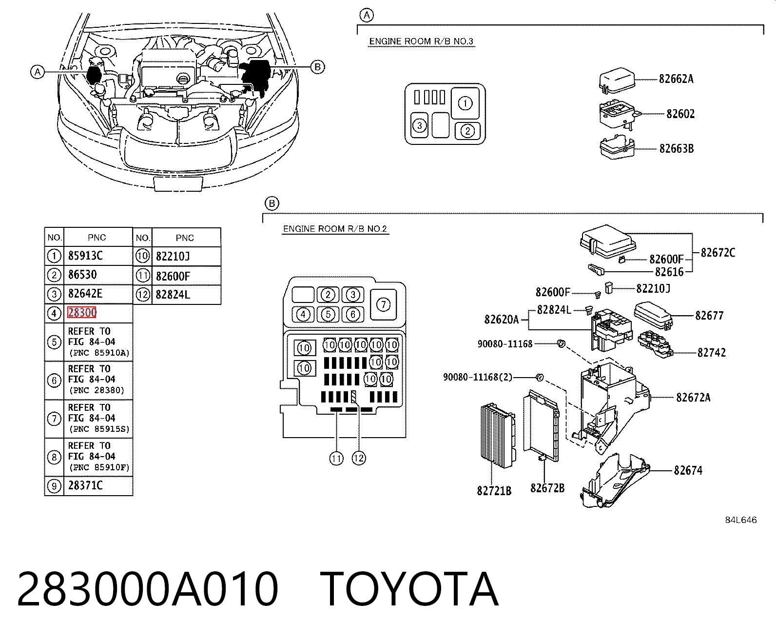 283000A010 Toyota Relé motor de arranque