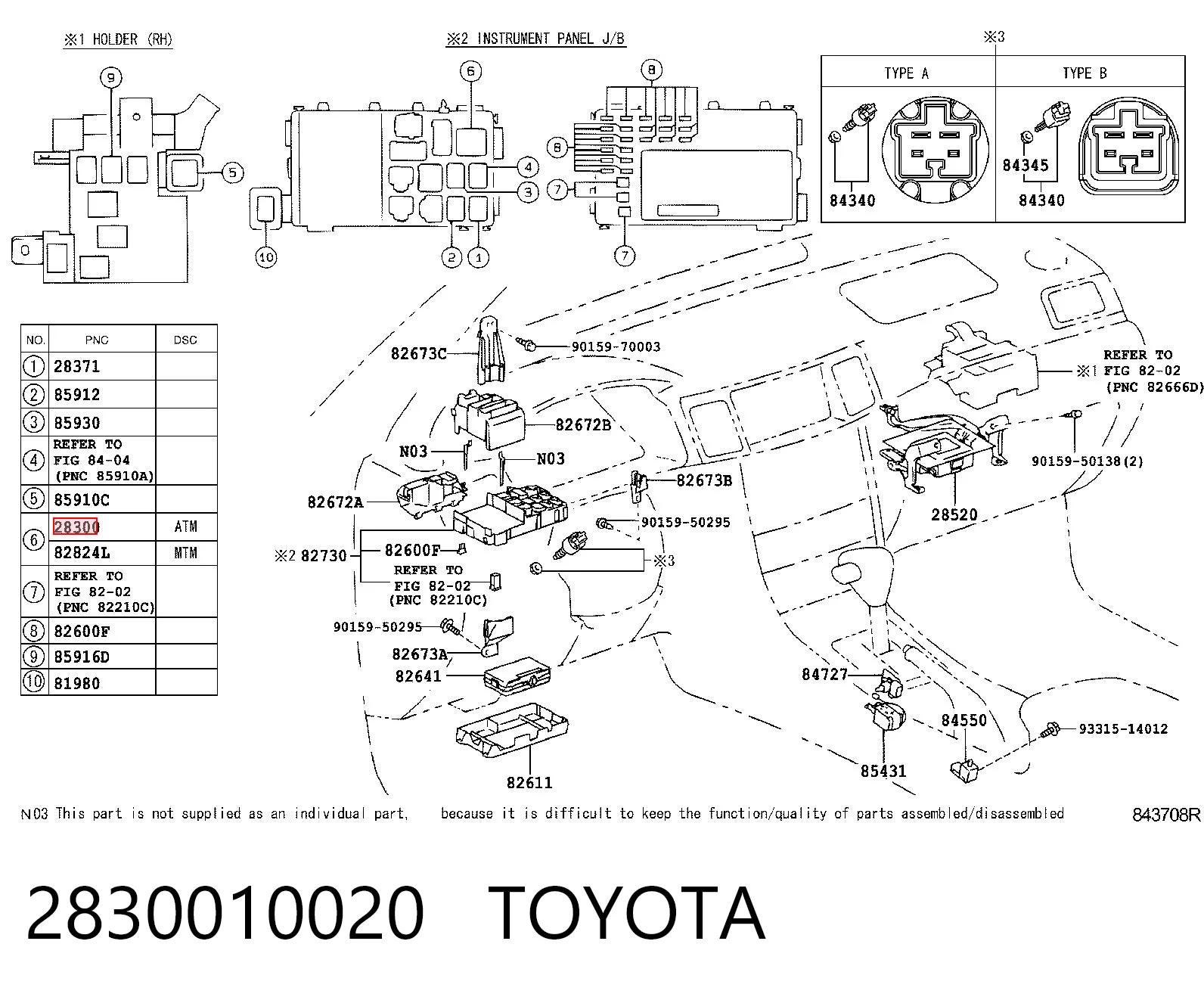 2830010020 Toyota Relé motor de arranque