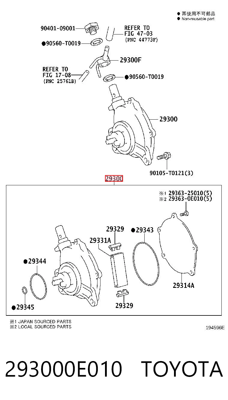 293000E010 Toyota Bomba de vacío de frenado