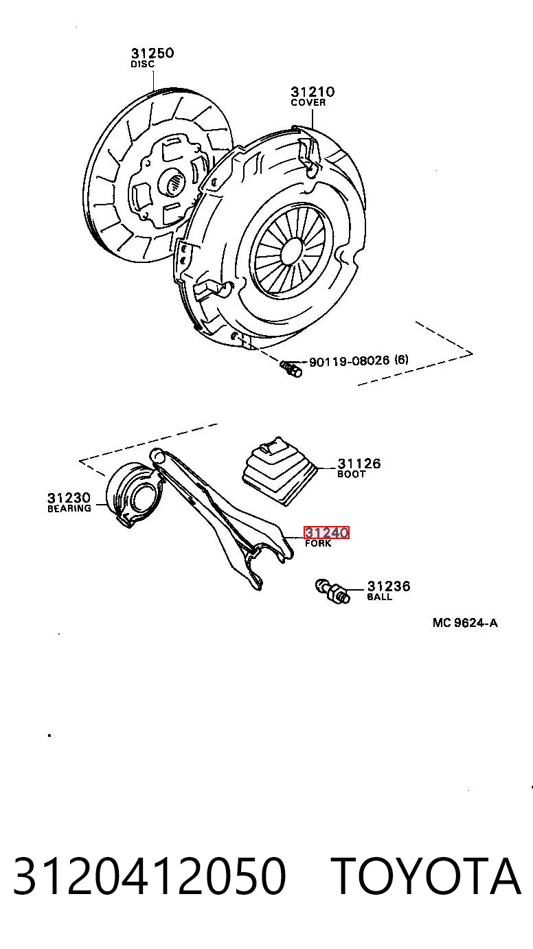 3120412050 Toyota Horquilla de embrague