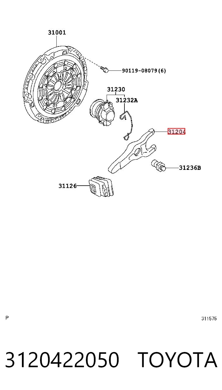 3120422050 Toyota Horquilla de embrague
