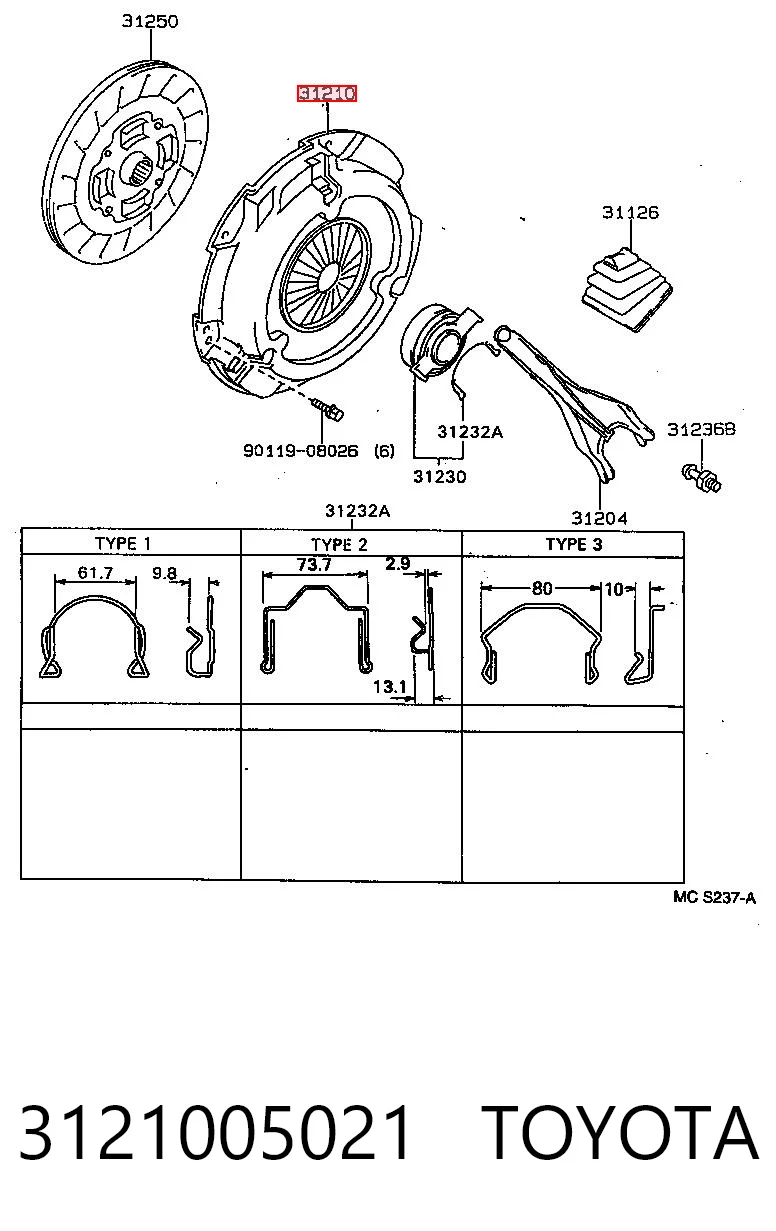 plato de presion del embrague funcion para Toyota Hilux  N