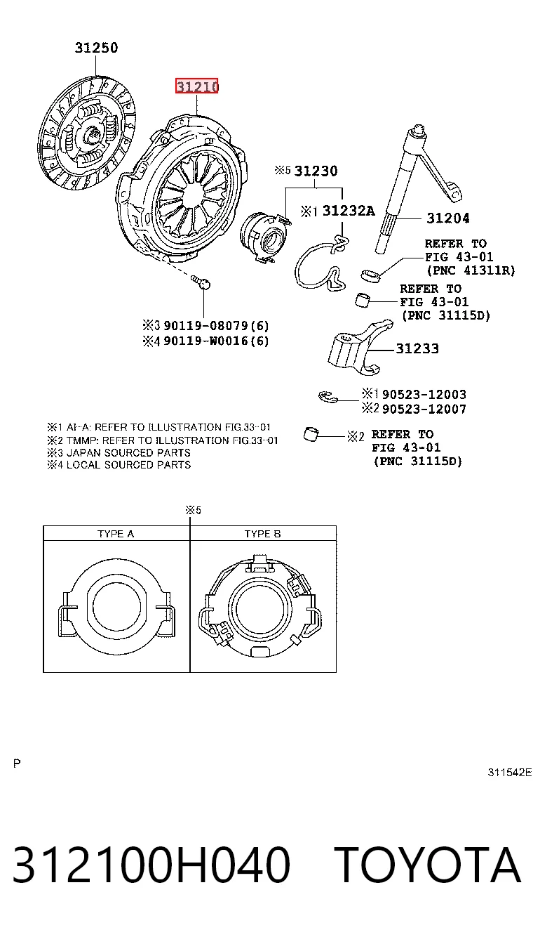 312100H040 Toyota plato de presion del embrague funcion