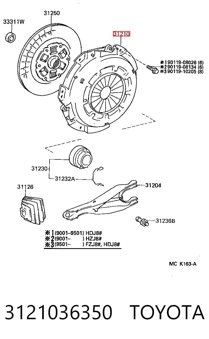 Plato de presión del embrague para Toyota Land Cruiser  (J8)