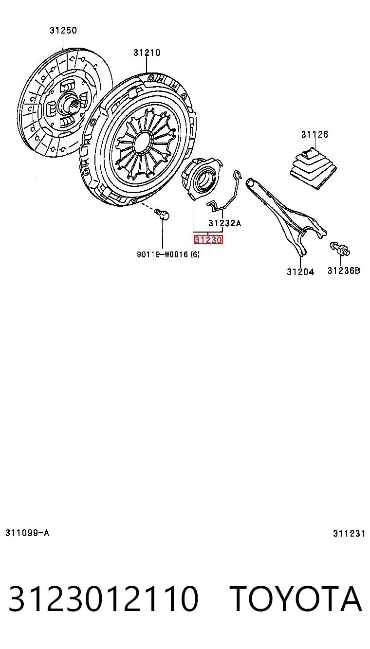Cojinete de desembrague Toyota Corolla VERSO monovolumen (R10) (2004 - 2009) precio, desde 18,04 EUR
