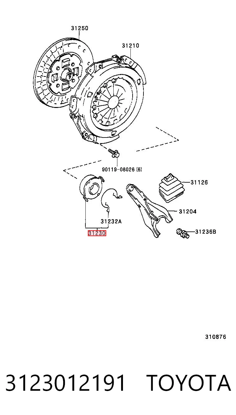 3123012191 Toyota Cojinete embrague