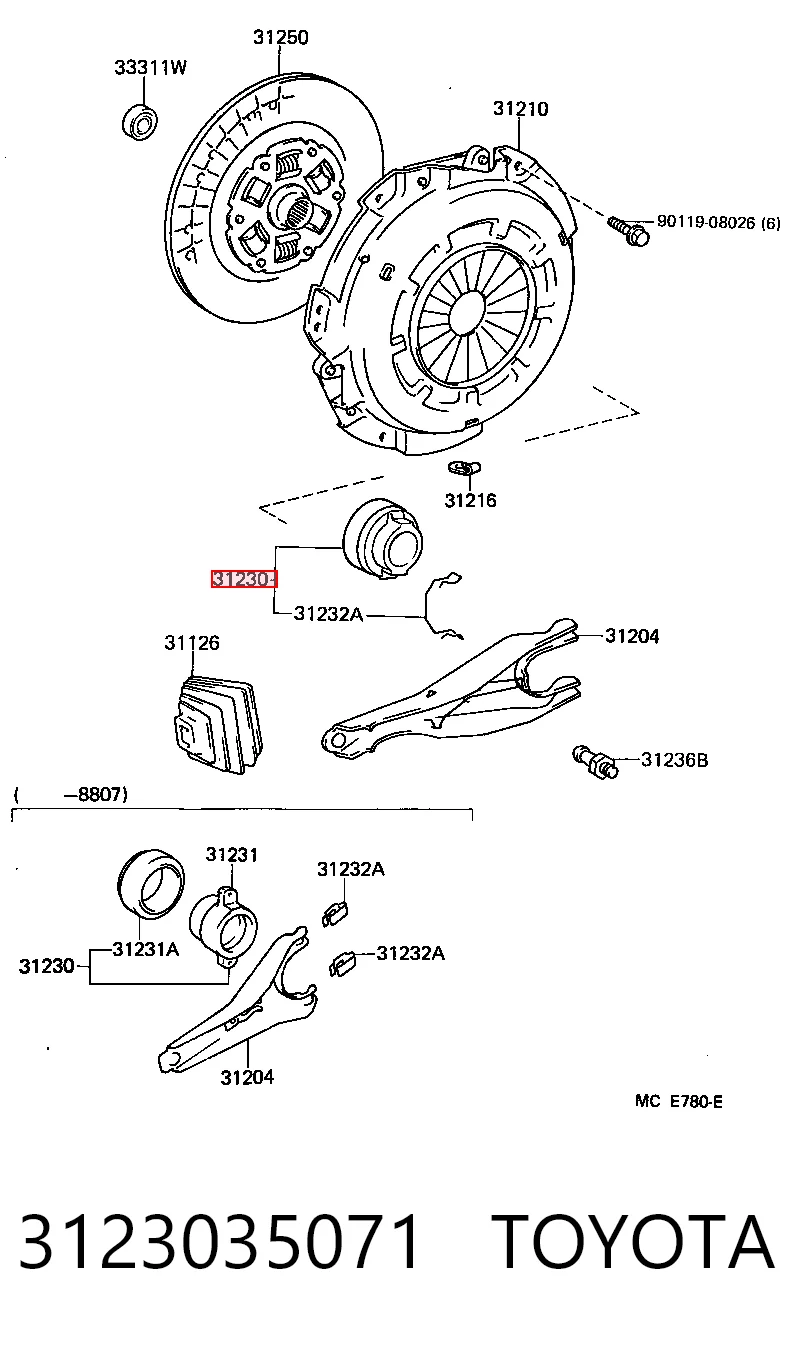 3123035071 Toyota Cojinete embrague