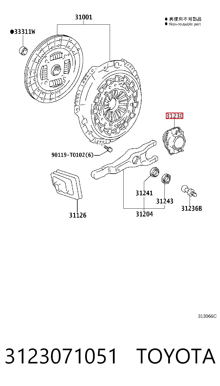 Cojinete embrague para Toyota Hilux  GUN12, GUN13