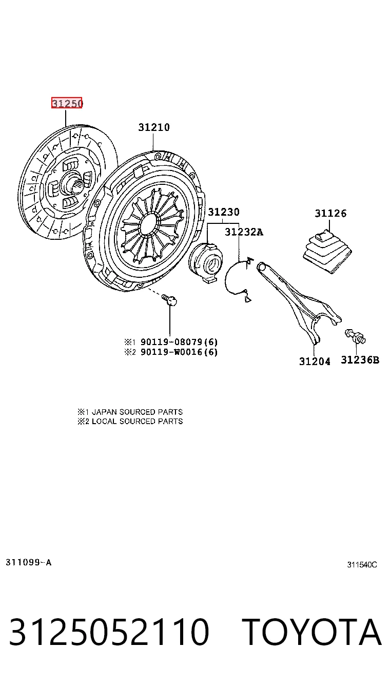 Embrague de disco Toyota Yaris  (SP90)
