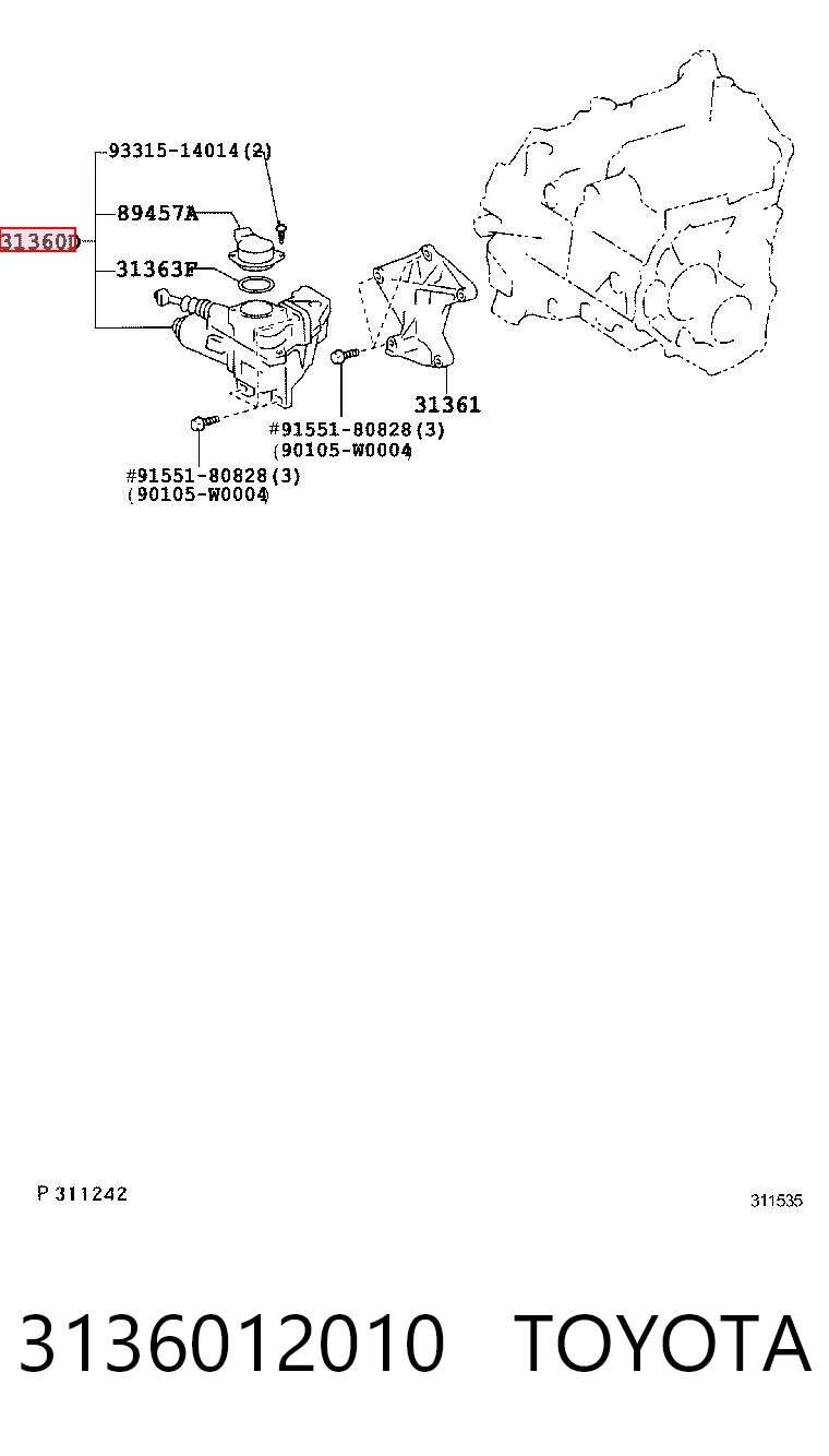 3136012010 Toyota Actuador de embrague