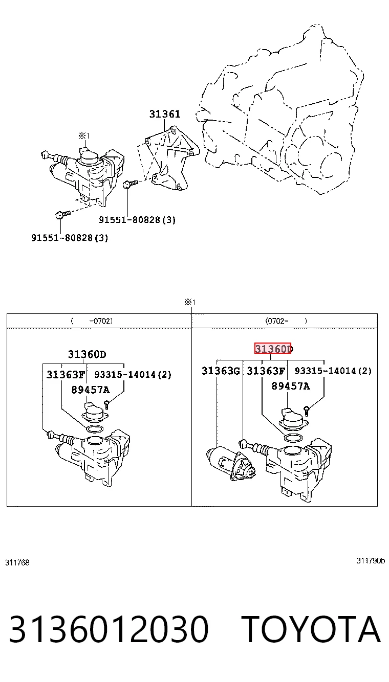 3136012030 Toyota Actuador de embrague