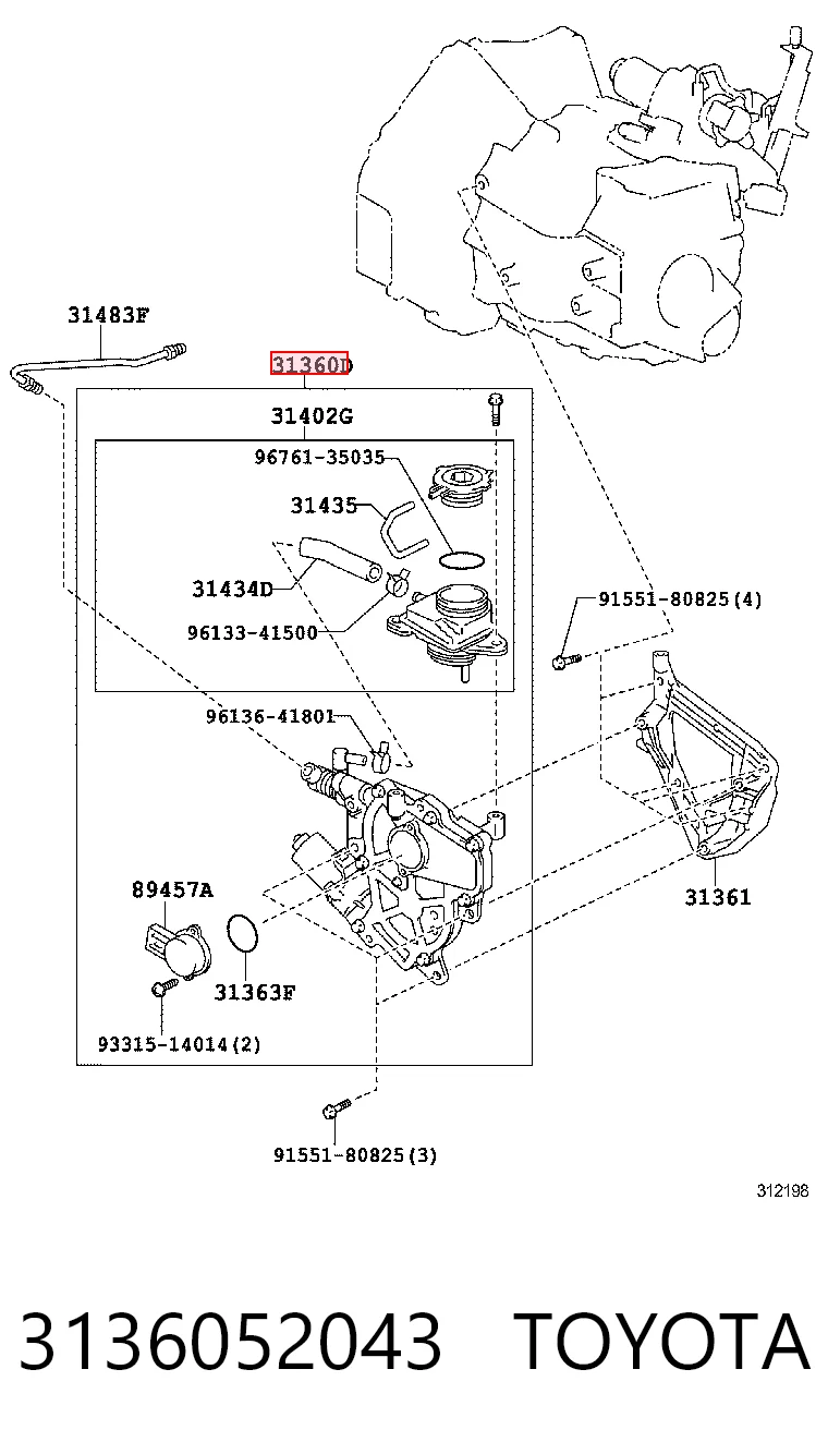 3136052043 Toyota Actuador de embrague