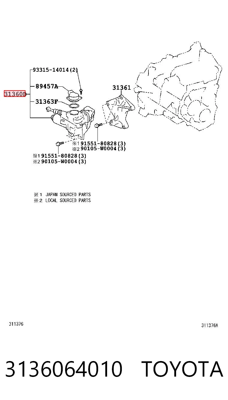 3136064010 Toyota Actuador de embrague