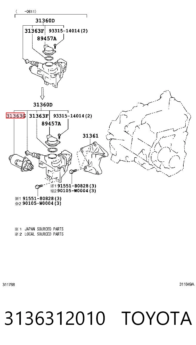 3136312010 Toyota Motor eléctrico del actuador de embrague