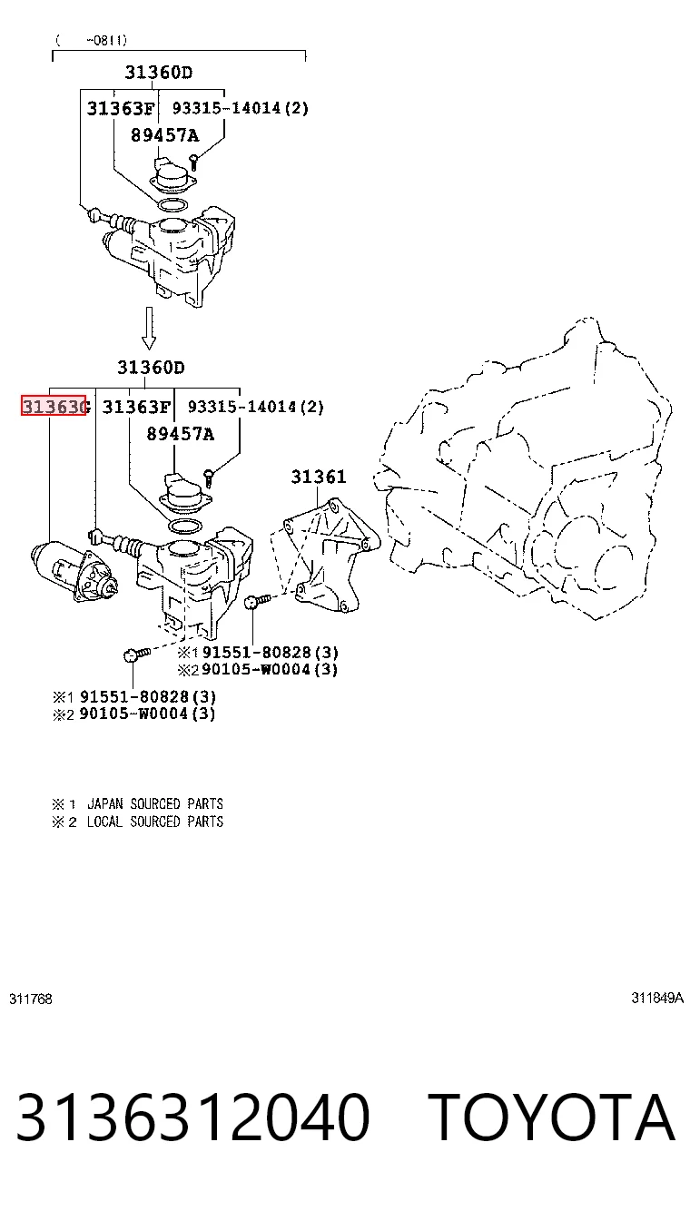 3136312040 Toyota Motor eléctrico del actuador de embrague