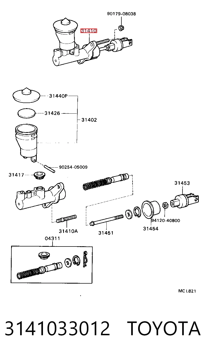 Cilindro maestro de clutch para Toyota Camry III V10