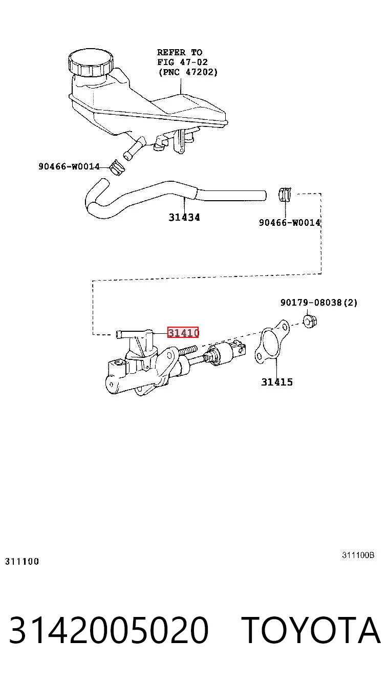 3142005020 Toyota Cilindro maestro de clutch