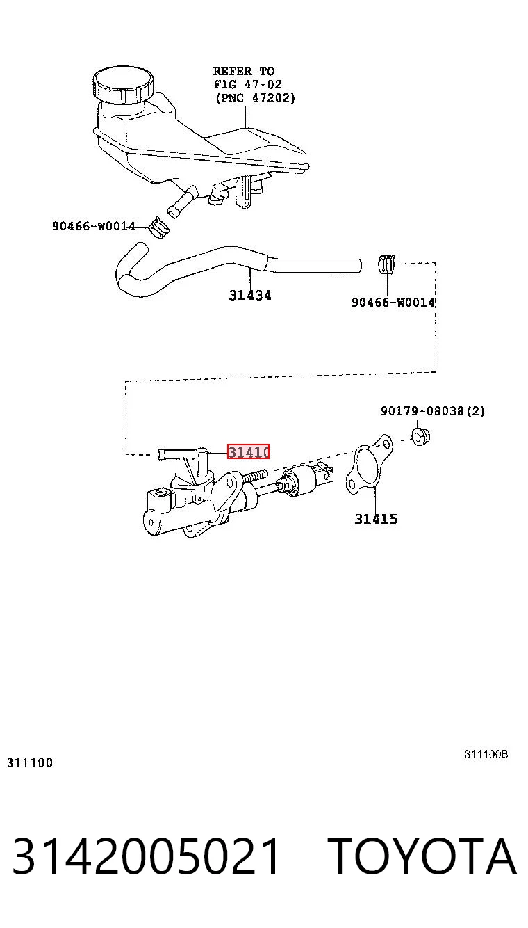 3142005021 Toyota Cilindro maestro de clutch