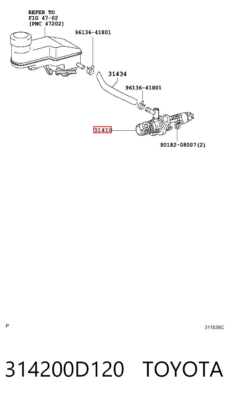 314200D120 Toyota Cilindro maestro de clutch