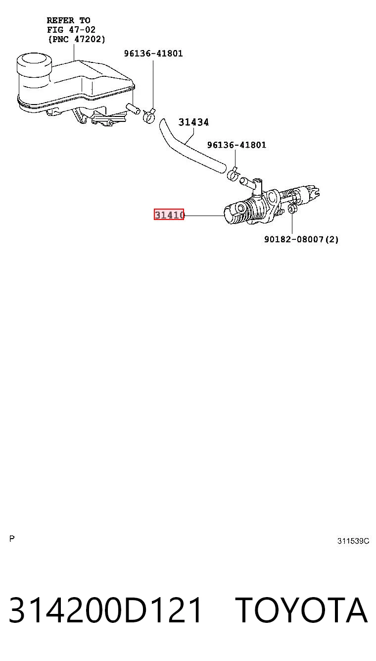 314200D121 Toyota Cilindro maestro de clutch