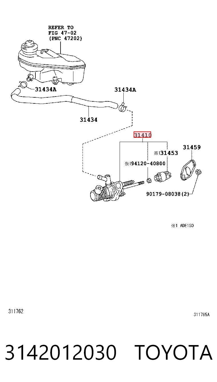 3142012030 Toyota Cilindro maestro de clutch