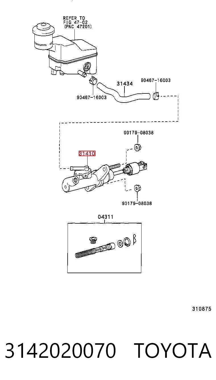 3142020070 Toyota Cilindro maestro de clutch