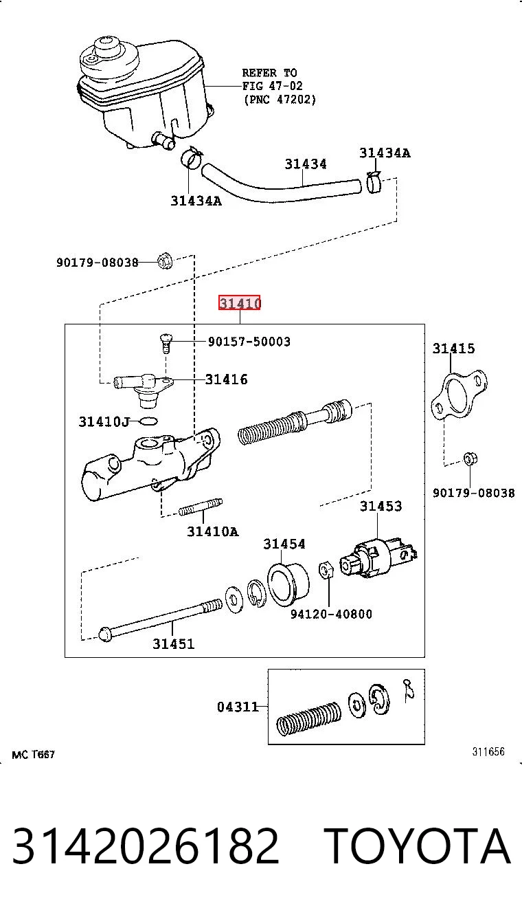 Cilindro maestro de clutch para Toyota Hiace III H10