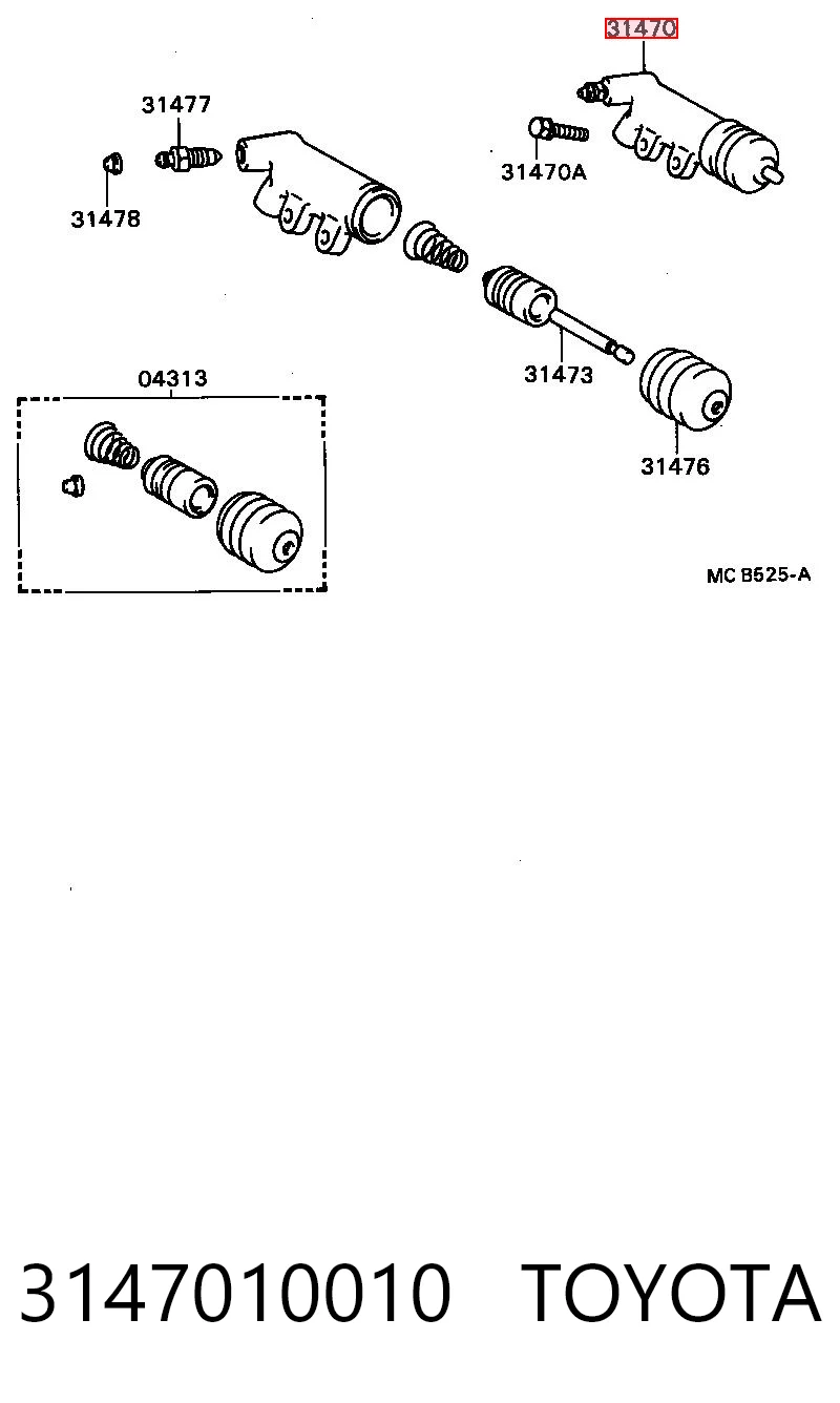 Cilindro receptor embrague Toyota Corolla 