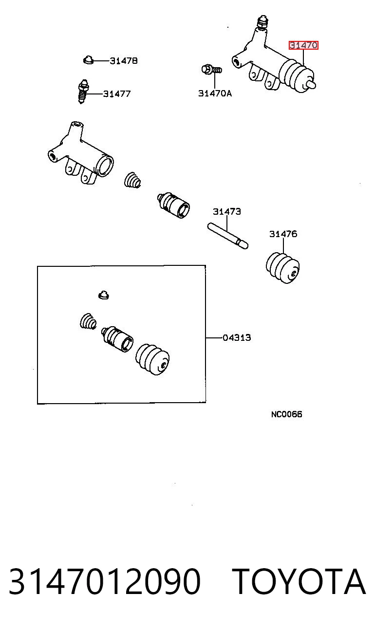 3147012090 Toyota Cilindro receptor de embrague