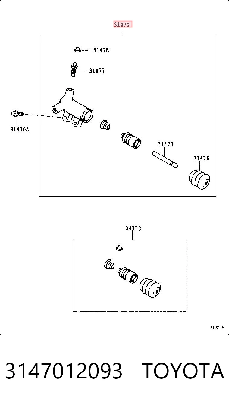 3147012093 Toyota Cilindro receptor de embrague