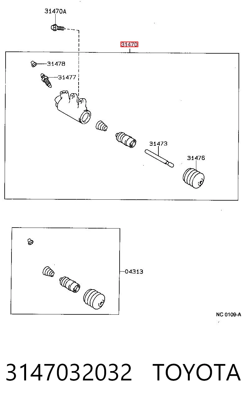 Cilindro receptor embrague para Toyota Camry  (V20)