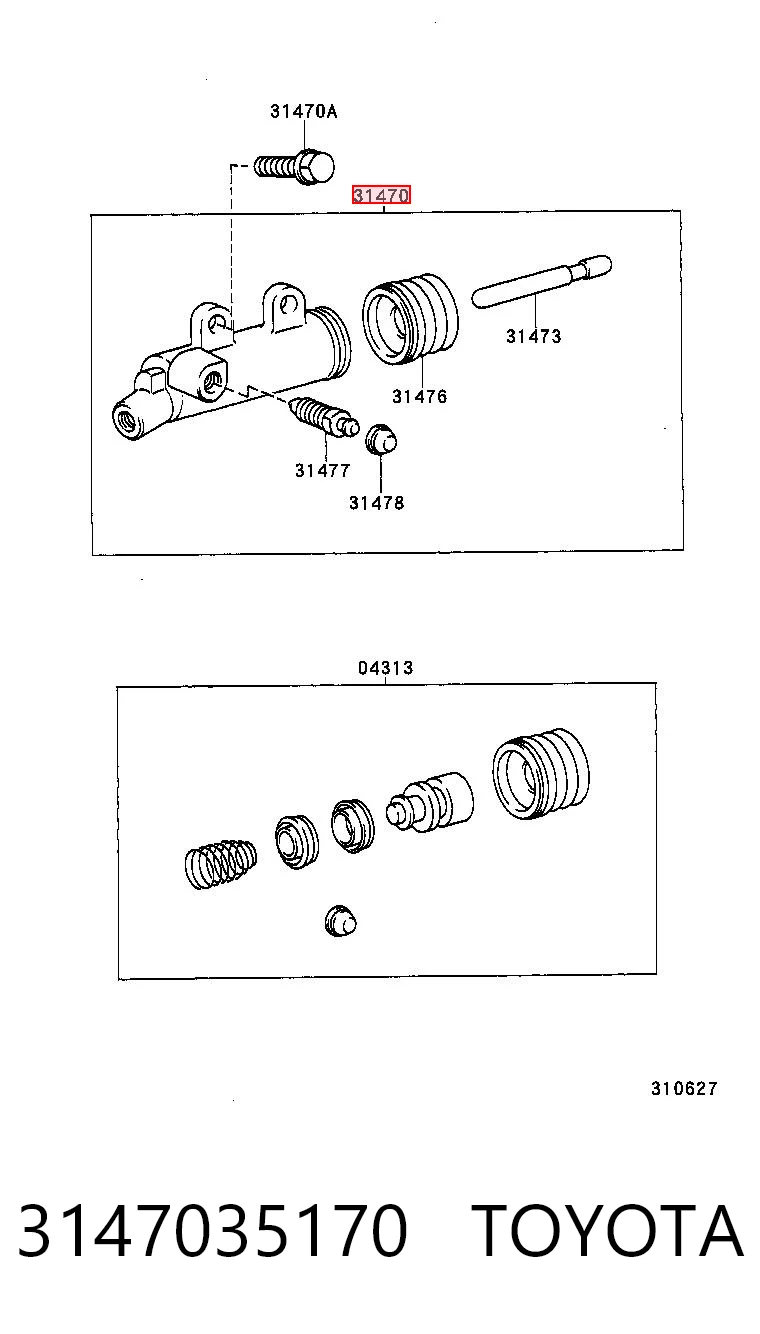 3147035170 Toyota Cilindro receptor de embrague