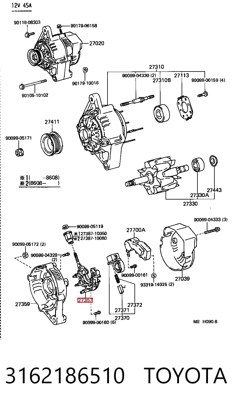 Puente de diodos, alternador 3162186510 TOYOTA