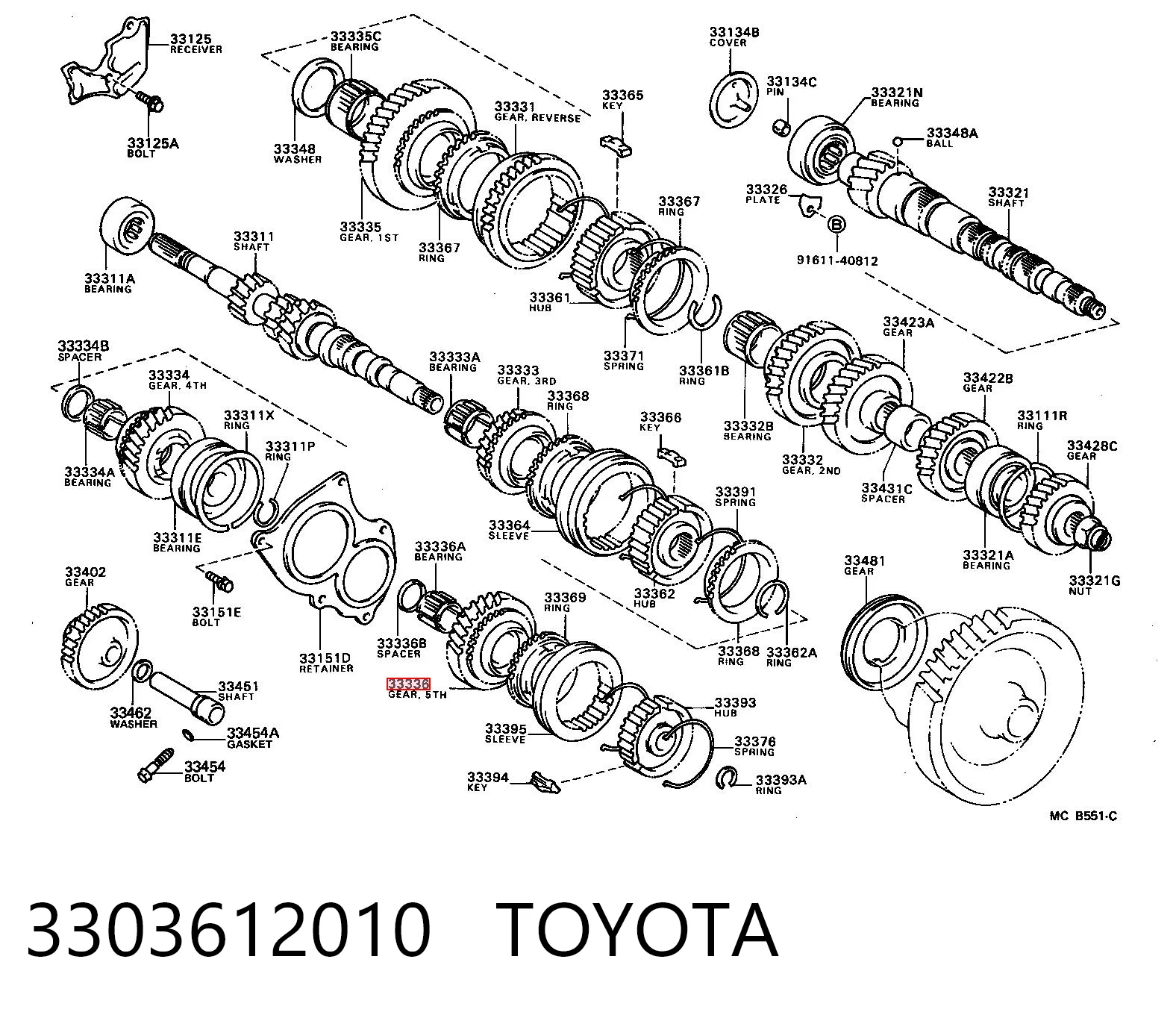 Piñón conductor de quinta velocidad para Toyota Celica T16