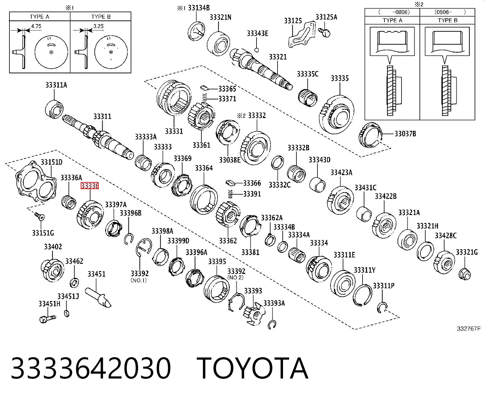3333642030 Toyota Piñón conductor de quinta velocidad