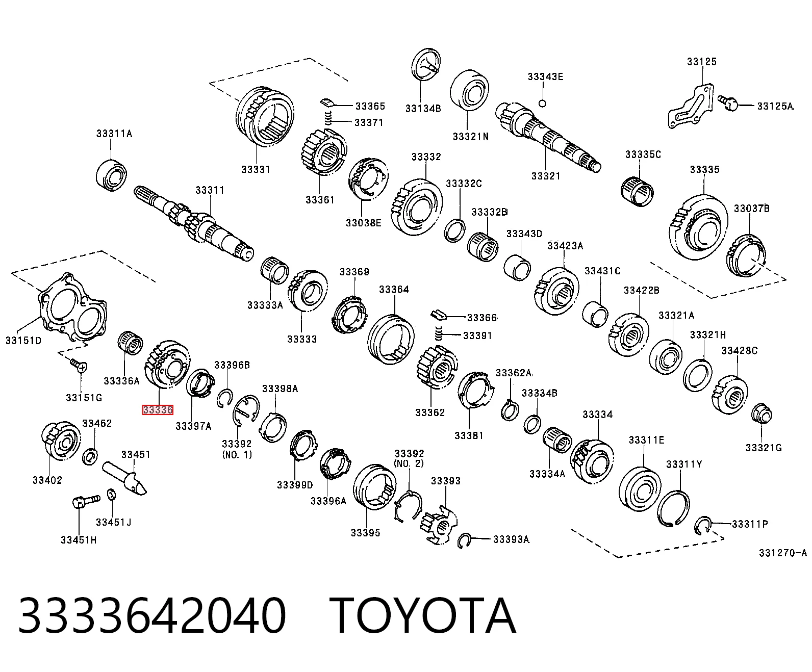 3333642040 Toyota Piñón conductor de quinta velocidad
