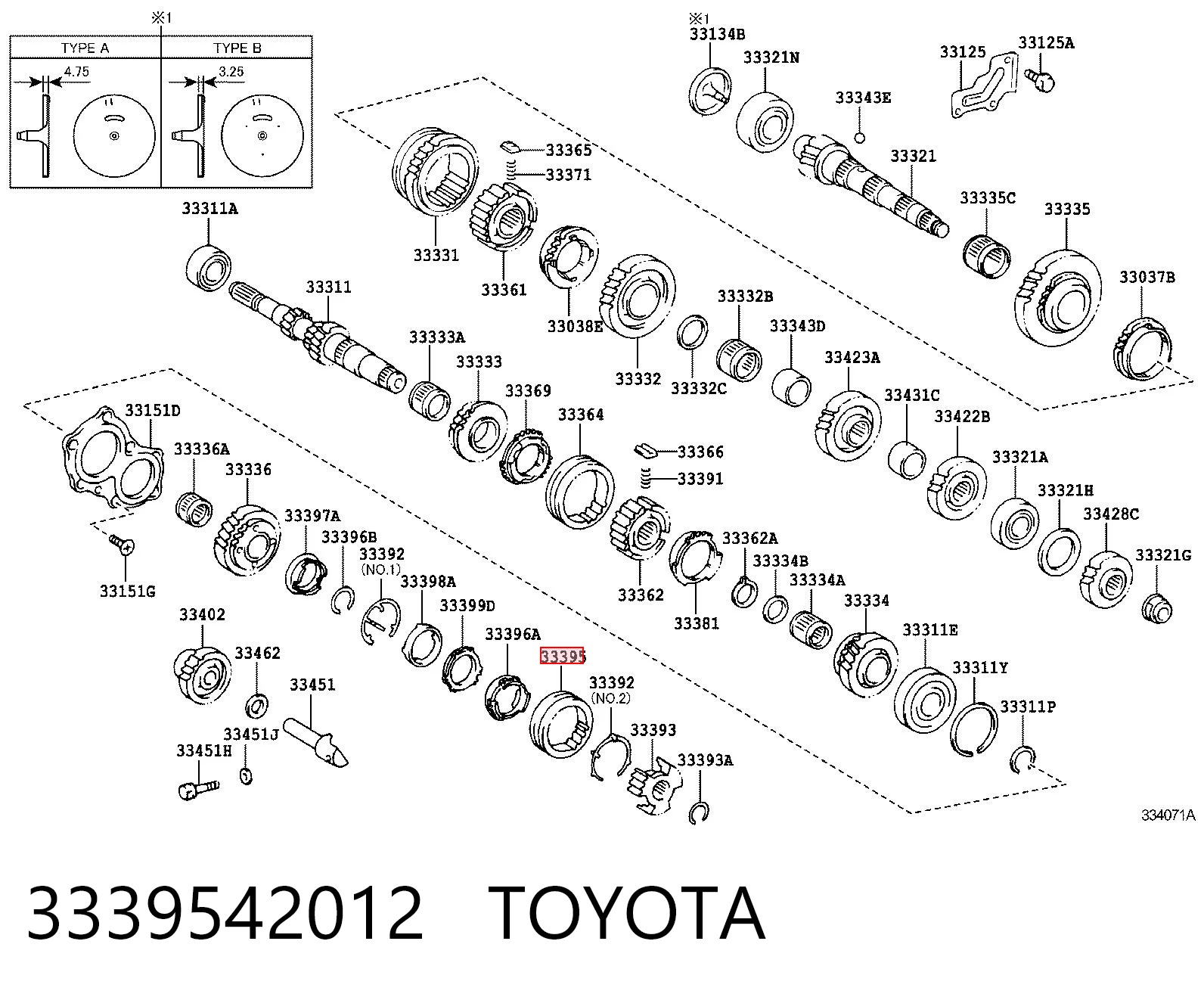 3339542012 Toyota Manguito embrague, caja de cambios, 5ª marcha