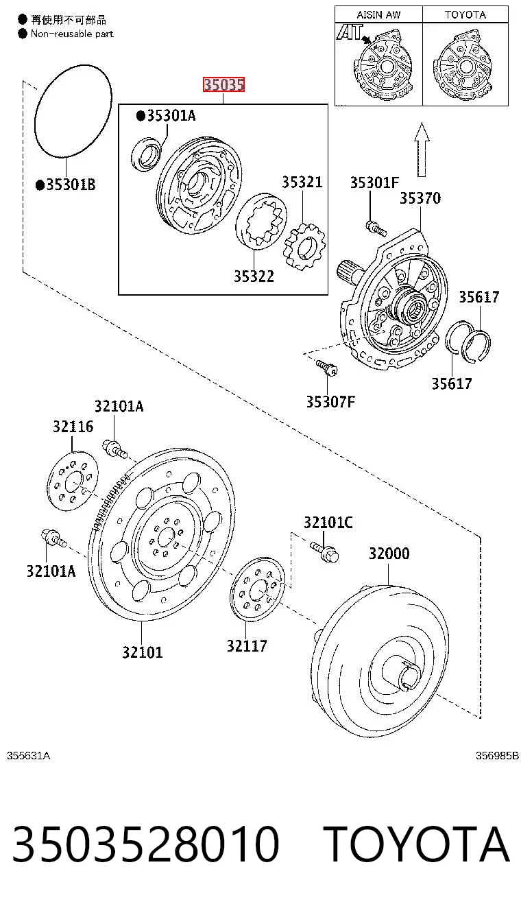 3503528010 Toyota Bomba de aceite de la transmisión automática