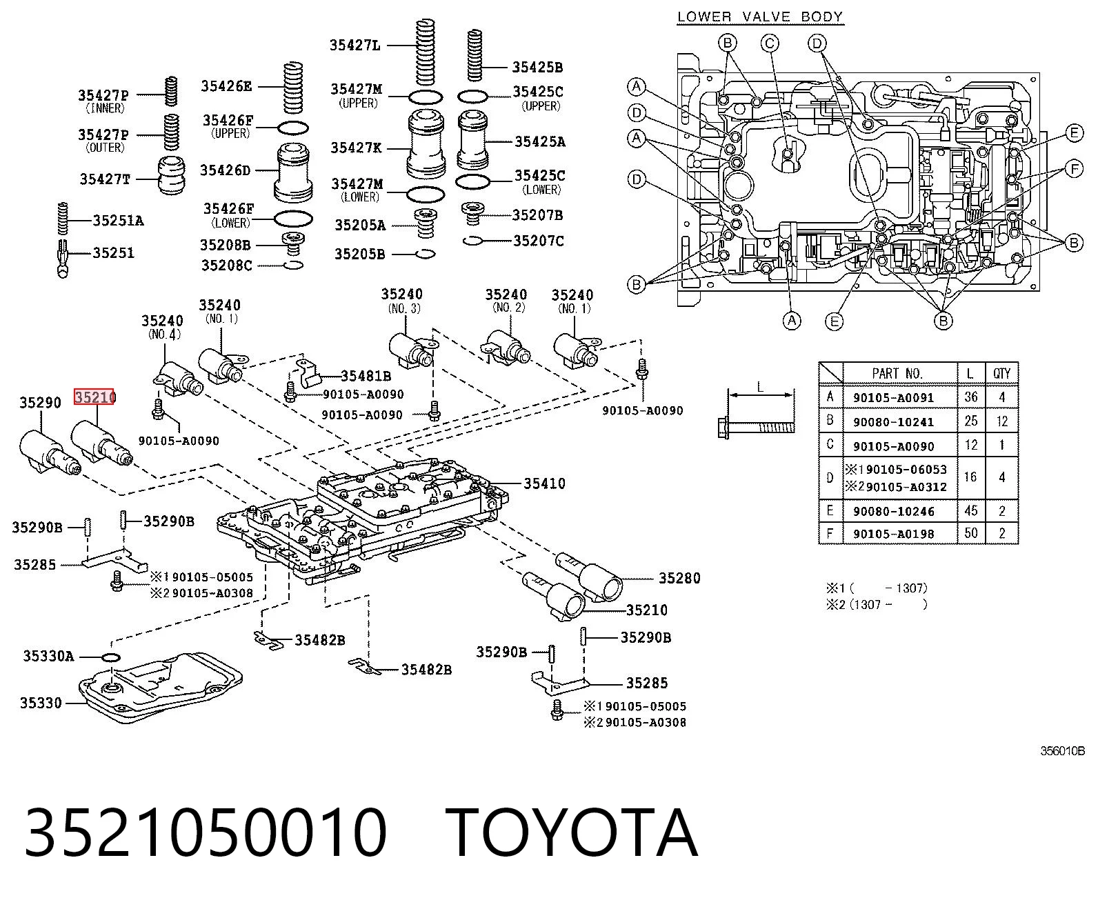 3521050010 Toyota Solenoide de transmisión automática