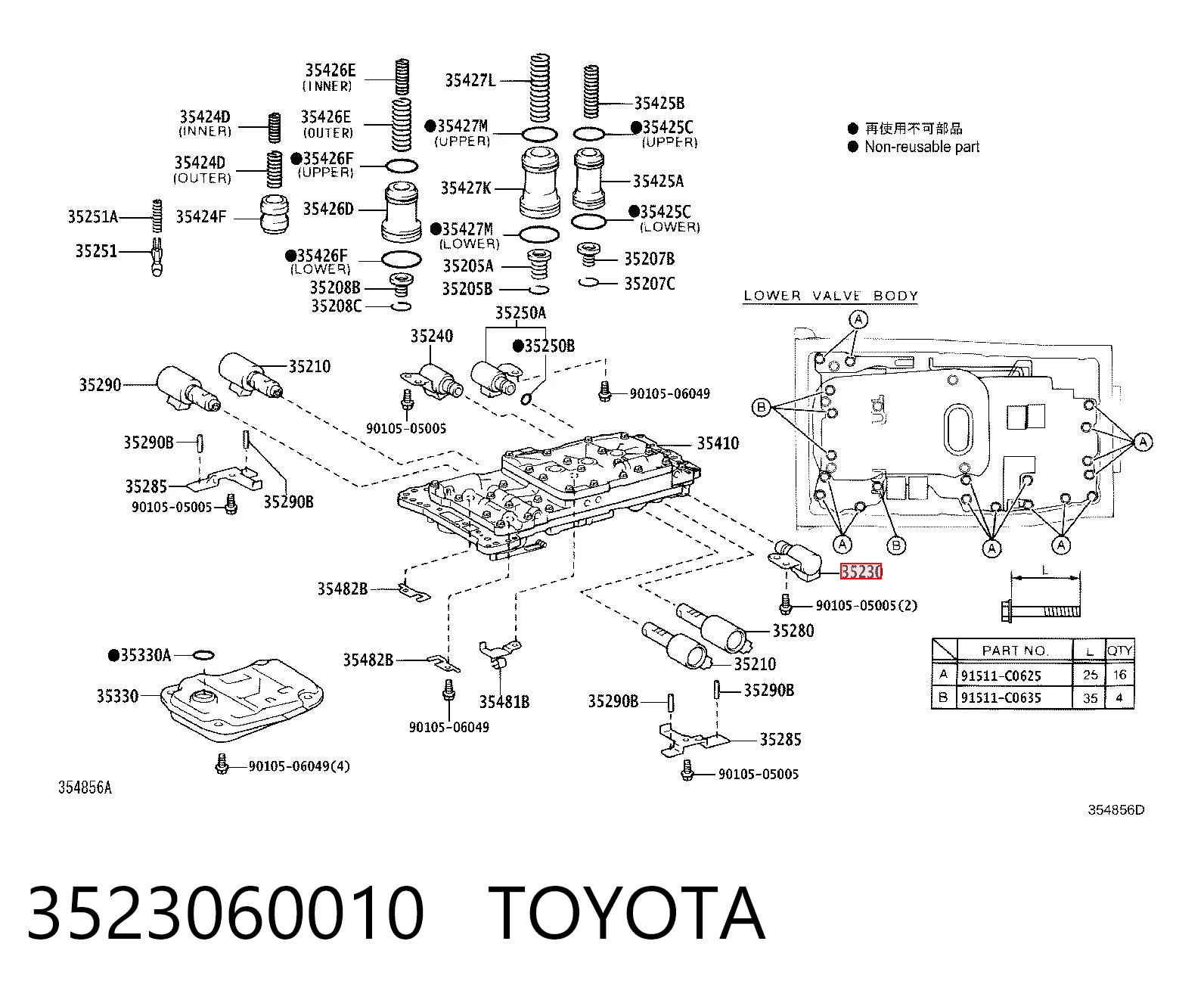 3523060010 Toyota Solenoide de transmisión automática