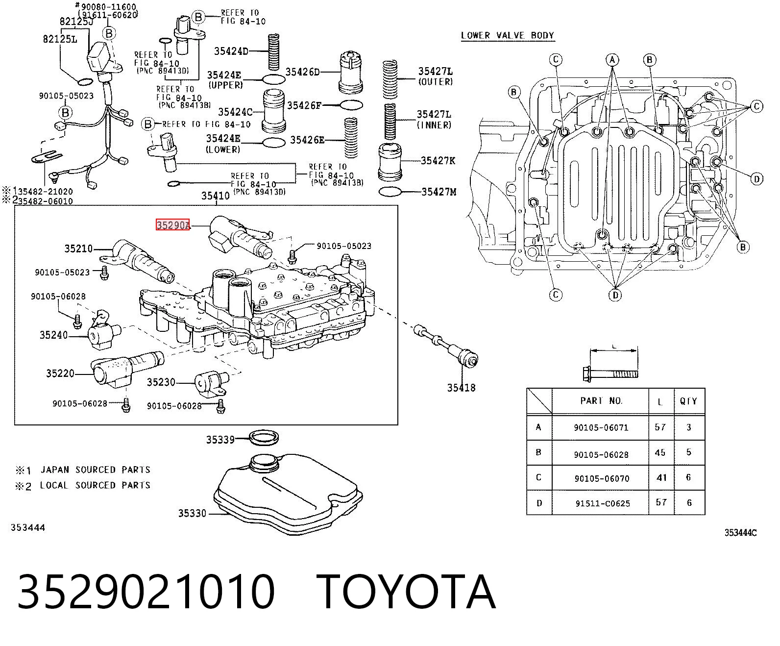3529021010 Toyota Solenoide de transmisión automática