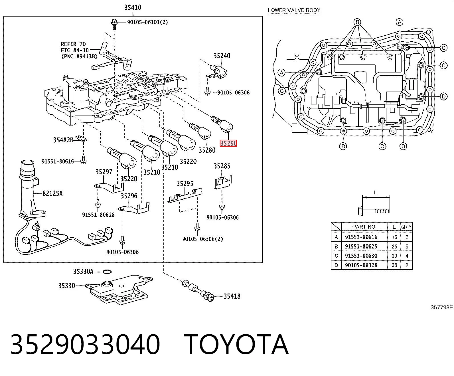 3529033040 Toyota Solenoide de transmisión automática