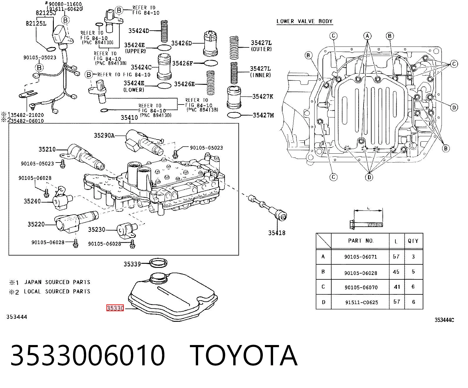 3533006010 Toyota Filtro hidráulico transmisión automática