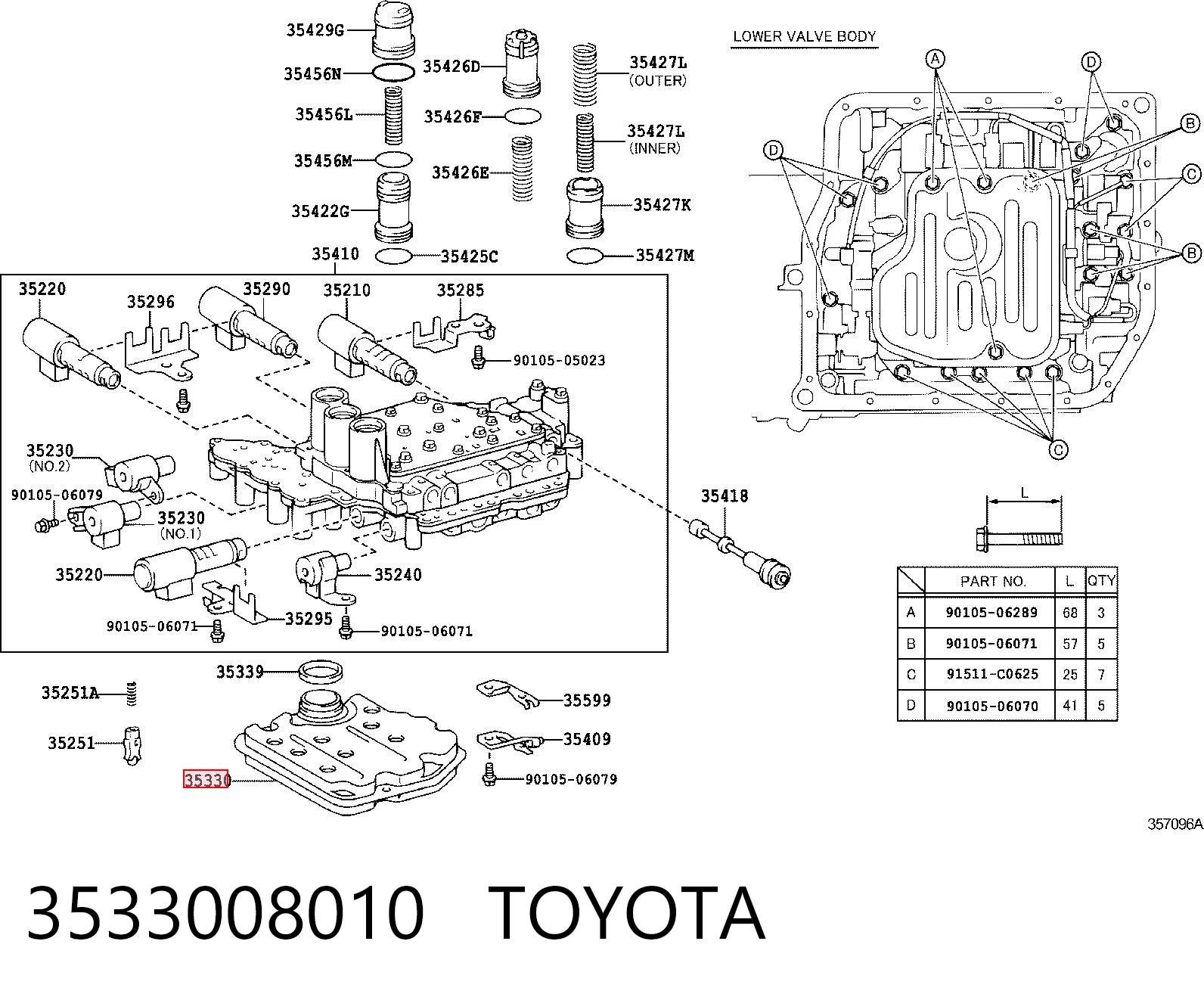 3533008010 Toyota Filtro hidráulico transmisión automática