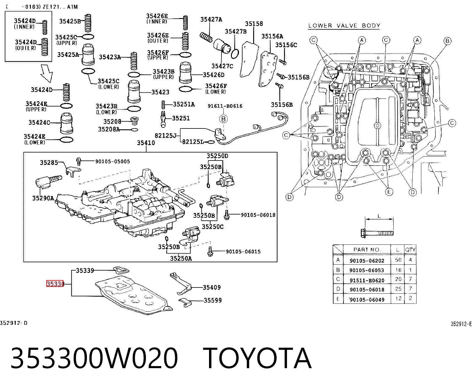 353300W020 Toyota Filtro hidráulico transmisión automática