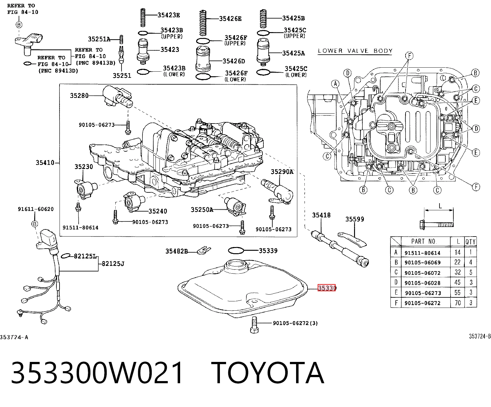 353300W021 Toyota Filtro hidráulico transmisión automática